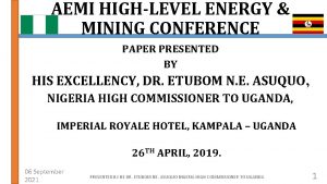 AEMI HIGHLEVEL ENERGY MINING CONFERENCE PAPER PRESENTED BY