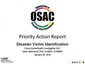 Priority Action Report Disaster Victim Identification Crime SceneDeath