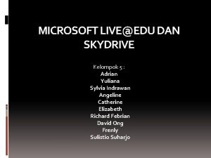 MICROSOFT LIVEEDU DAN SKYDRIVE Kelompok 5 Adrian Yuliana