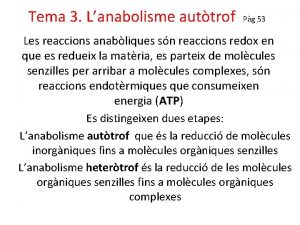 Tema 3 Lanabolisme auttrof Pg 53 Les reaccions