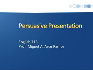 Persuasive Presentation English 115 Prof Miguel A Arce
