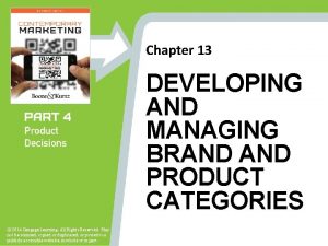 Chapter 13 DEVELOPING AND MANAGING BRAND PRODUCT CATEGORIES