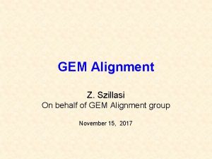 GEM Alignment Z Szillasi On behalf of GEM