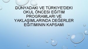 DNYADAKI VE TRKIYEDEKI OKUL NCESI EITIM PROGRAMLARI VE