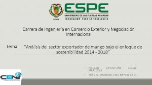 Carrera de Ingeniera en Comercio Exterior y Negociacin