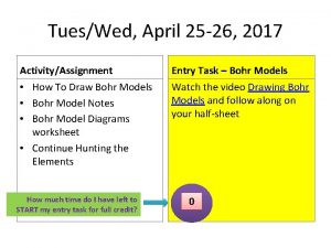 TuesWed April 25 26 2017 ActivityAssignment Entry Task