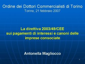 Ordine dei Dottori Commercialisti di Torino 21 febbraio