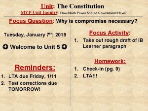 Unit The Constitution MYP Unit Inquiry How Much