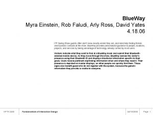 Blue Way Myra Einstein Rob Faludi Arly Ross