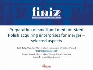 Preparation of small and mediumsized Polish acquiring enterprises
