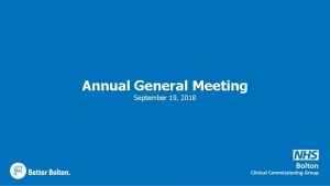Annual General Meeting September 19 2018 Opening remarks