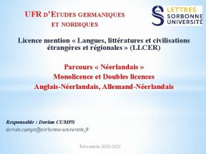 UFR DETUDES GERMANIQUES ET NORDIQUES Licence mention Langues