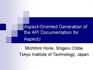 AspectOriented Generation of the API Documentation for Aspect