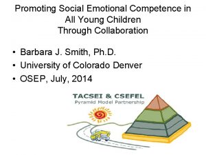 Promoting Social Emotional Competence in All Young Children