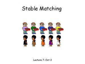 Stable Matching Lecture 7 Oct 3 Matching 1