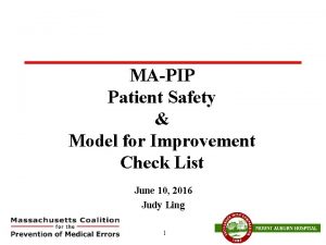 MAPIP Patient Safety Model for Improvement Check List