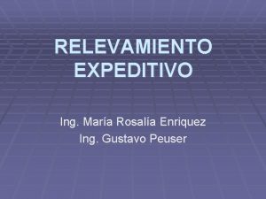 RELEVAMIENTO EXPEDITIVO Ing Mara Rosala Enriquez Ing Gustavo