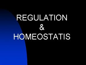 REGULATION HOMEOSTATIS What is Homeostasis Why is Homeostasis