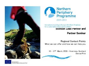 Scottish Lead Partner and Partner Seminar Regional Contact