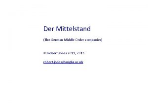 Der Mittelstand The German Middle Order companies Robert