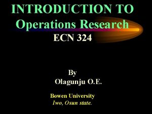 Scope of operation research