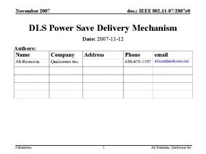 November 2007 doc IEEE 802 11 072807 r