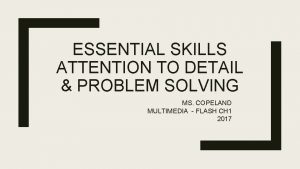 ESSENTIAL SKILLS ATTENTION TO DETAIL PROBLEM SOLVING MS