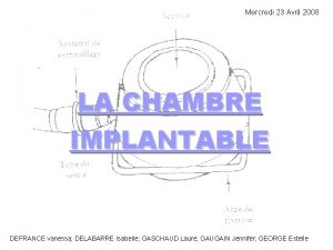 Mercredi 23 Avril 2008 LA CHAMBRE IMPLANTABLE DEFRANCE