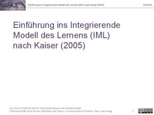 Einfhrung ins Integrierende Modell des Lernens IML nach