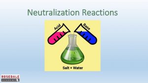 Neutralization Reactions Neutralization Reactions Acids Bases A neutralization