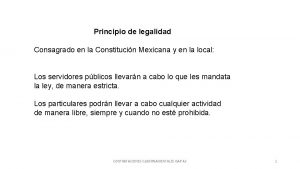 Principio de legalidad Consagrado en la Constitucin Mexicana