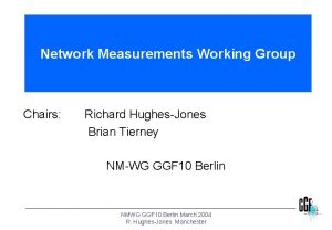 Network Measurements Working Group Chairs Richard HughesJones Brian