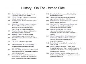 History On The Human Side 1834 1895 1896