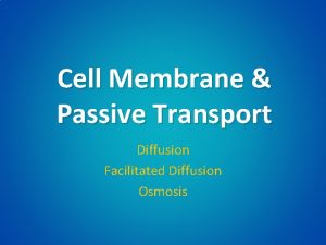 Cell Membrane Passive Transport Diffusion Facilitated Diffusion Osmosis