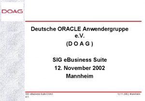 Deutsche ORACLE Anwendergruppe e V D O A