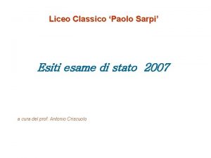 Liceo Classico Paolo Sarpi Esiti esame di stato