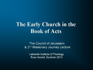The Early Church in the Book of Acts