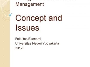 Strategic Human Resources Management Concept and Issues Fakultas
