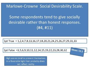 Assessing MarloweCrowne Social Traits Desirability Scale Personality inventory