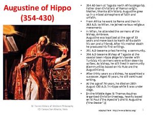 Augustine of Hippo 354 430 M Torres History