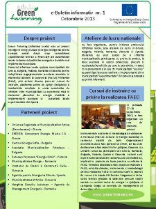 eBuletin informativ nr 1 Octombrie 2013 Despre proiect