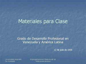 Materiales para Clase Grado de Desarrollo Profesional en