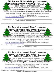 6 th Annual Mc Intosh Boys Lacrosse CHRISTMAS