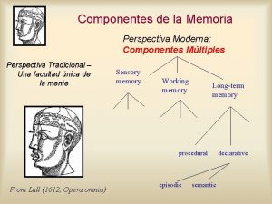 Componentes de la Memoria Perspectiva Moderna Componentes Mltiples