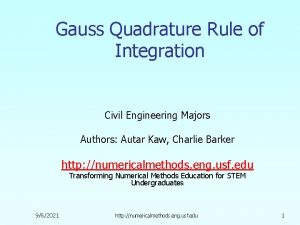 Gauss Quadrature Rule of Integration Civil Engineering Majors