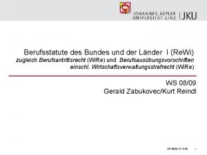 Berufsstatute des Bundes und der Lnder I Re