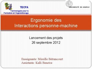 TECFA Technologies pour la Formation et lApprentissage Ergonomie