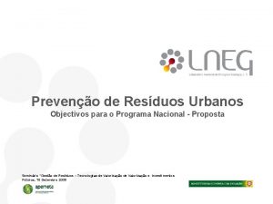 Preveno de Resduos Urbanos Objectivos para o Programa