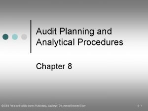 Audit Planning and Analytical Procedures Chapter 8 2008