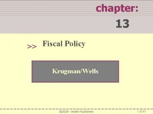 chapter 13 Fiscal Policy KrugmanWells 2009 Worth Publishers